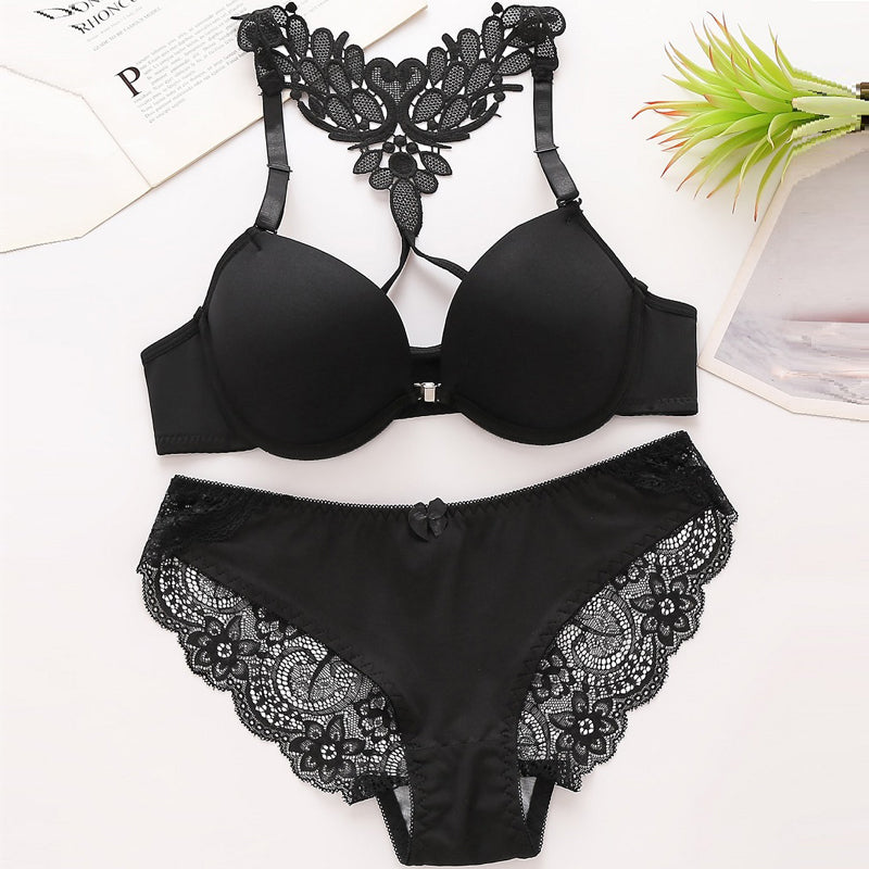 Push Up Underwired Push Up Bra Comfortable Cotton Everyday Bra Set Sexy Lace Underwear Panties Full Coverage Adjustable Breast Lifting Underwear
