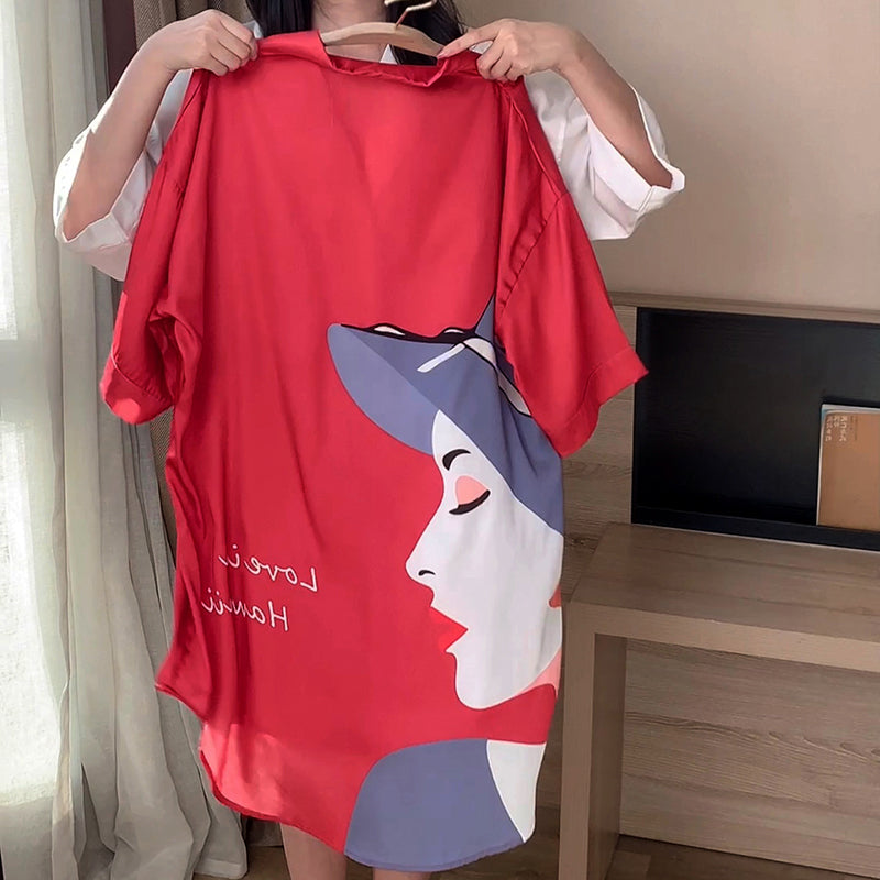 Exquisite women's elegant pajamas shirt nightdress live burst version of Huaer cotton home service