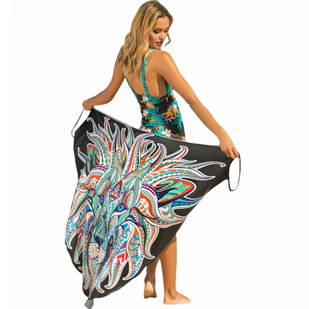 Ladies Fashion Stretch Printed Large Size One Piece Home Furnishing Dress