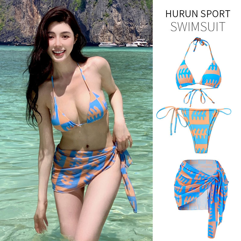 الإنترنت المشاهير مثير فتاة الساخنة انقسام ملابس السباحة الإناث الربيع الساخن عطلة صور ملابس السباحة ثلاث قطع مجموعة 