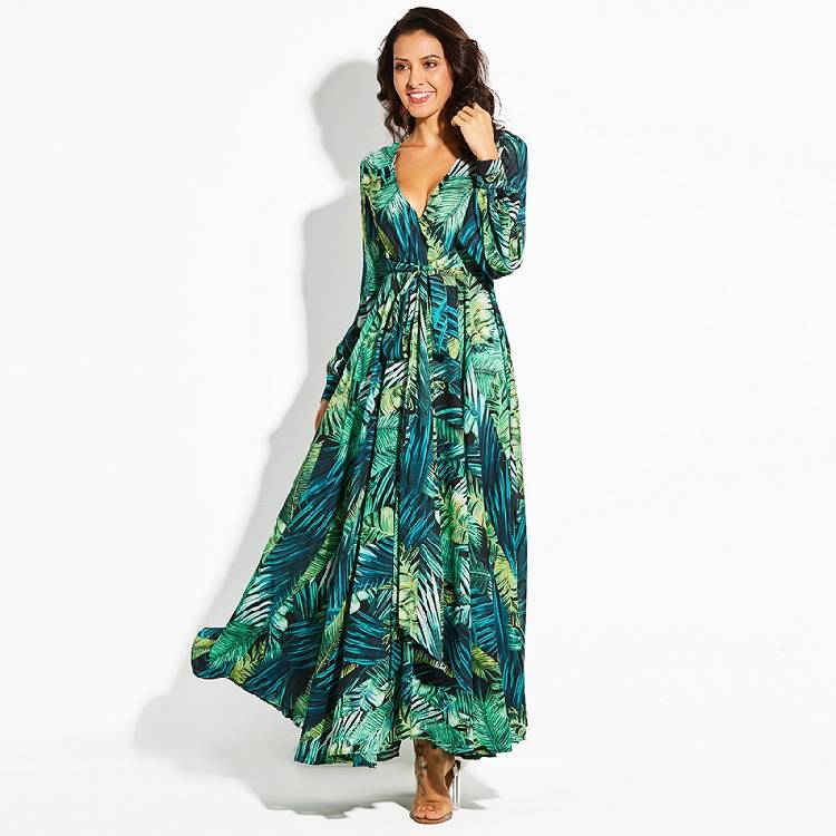 AECU Vestido Floral Print Boho Maxi Dress Lady Bohemian Summer Long Dress Women Beach Dresses Female Robes party dresses