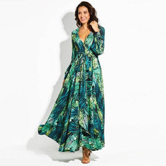AECU Vestido Floral Print Boho Maxi Dress Lady Bohemian Summer Long Dress Women Beach Dresses Female Robes party dresses