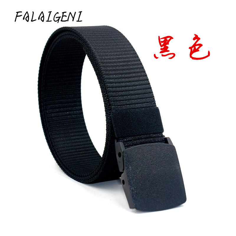 Men's non-metallic non- buckle tactical outdoor sports nylon belt student military training security canvas pants belt