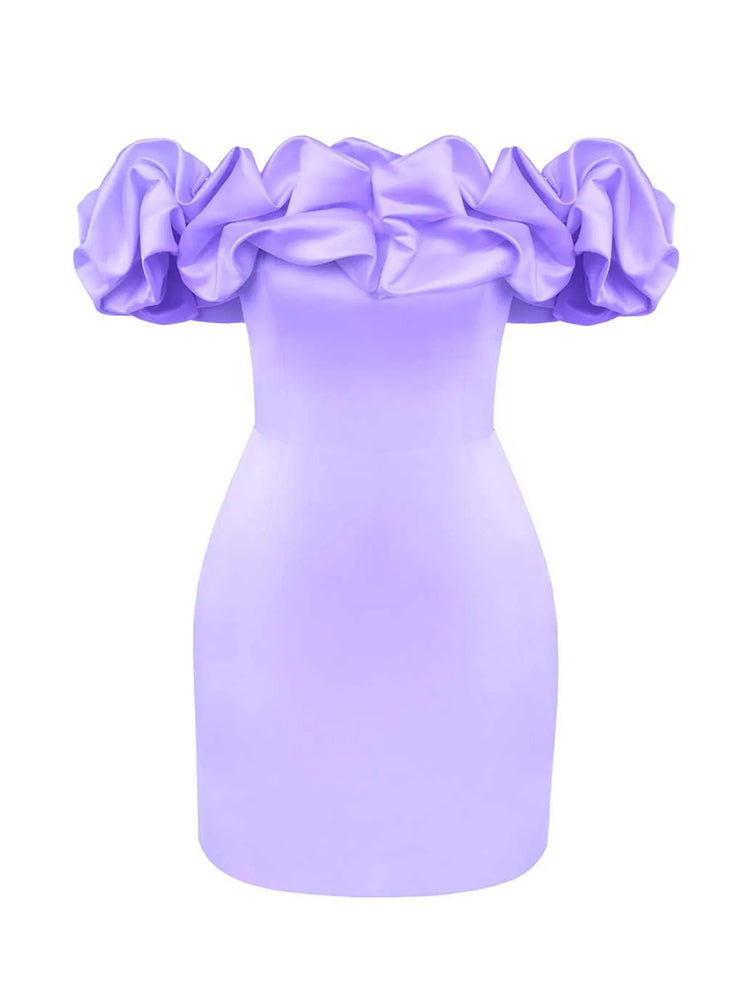 فستان حفلات صيفي عالي الجودة للنساء فستان مكشكش أبيض أنيق بدون أكتاف تنورة قصيرة للمشاهير حتى فستان النادي