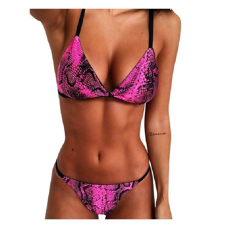 Women's Print Brazilian   Cut  Set Two Piece Swimsuit Padded Bra Straps  Waist Swimsuit