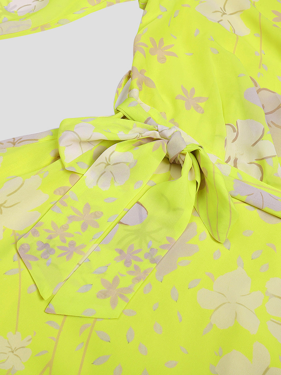 floral print chiffon dress