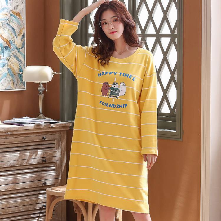 Plus Size Pyjamas Women Pijama Feminino Nightgown M 3XL Long Sleeved Nightgown Spring and Autumn Female Sleepwear