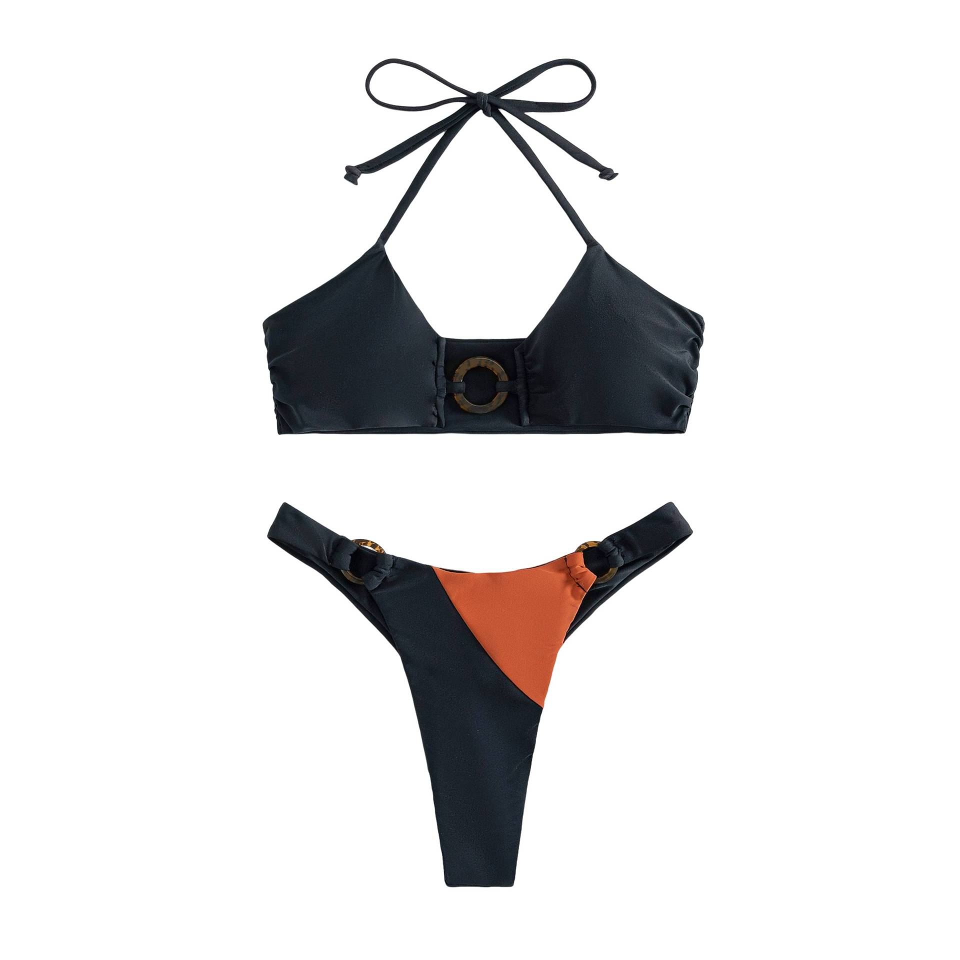 New bikini splicing swimsuit European and American plus size ladies split swimsuit