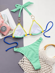 European and American style new sexy bikini bikini suit women's color matching color matching strapless backless summer seaside vacation beach swimmin