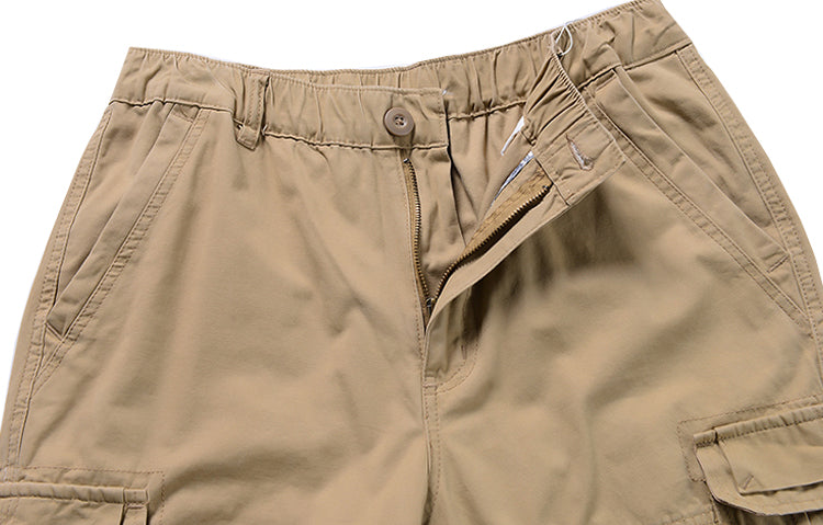 New men's adjustable adjustable pants, men's pants, loose casual trousers, outdoor hiking adventure overalls, large pockets, pure cotton.