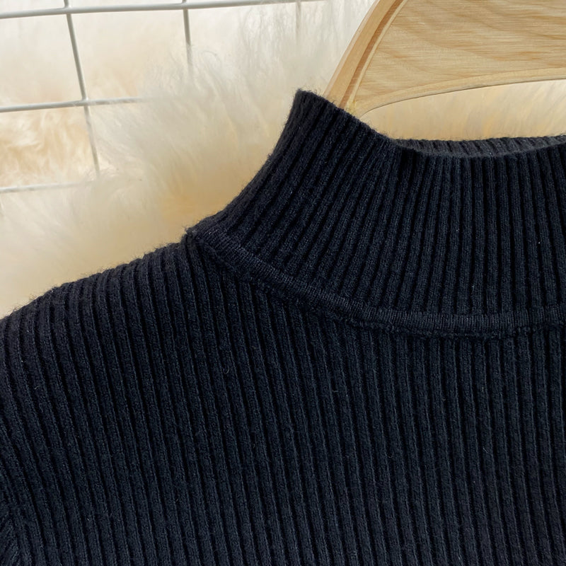 Autumn black stand-up collar tight  bottoming shirt two-piece suit  waisted splicing  fringe suspender dress