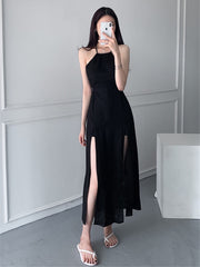 مثير الرسن فستان باكتاف مفتوحة المرأة خمر الدانتيل سبليت سليم ملاءات القطن ماكسي فستان كاجوال عطلة الشاطئ بوهو نمط الملابس