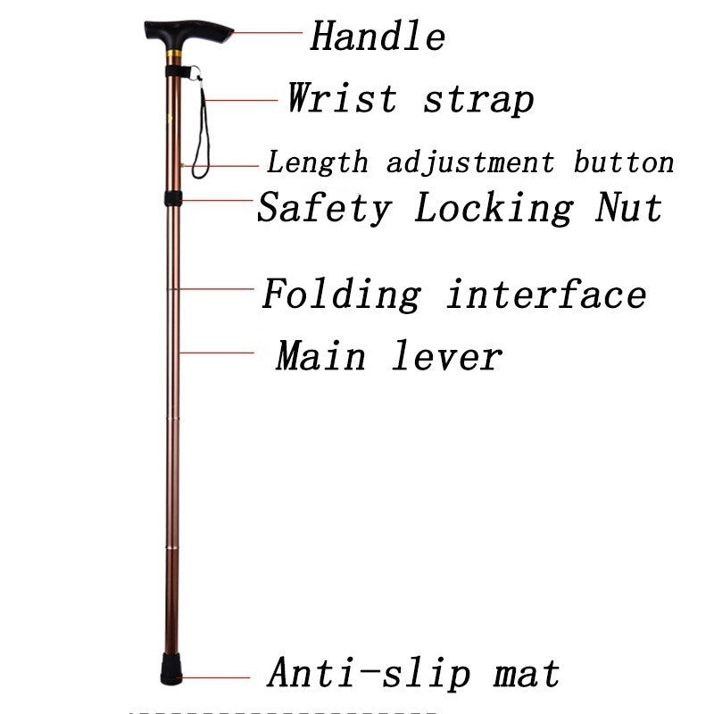 Outdoor Hiking Camping Mountaineering Poles Walking Stick Telescopic Baton Trekking Poles Folding Cane Crutches Pole Unisex