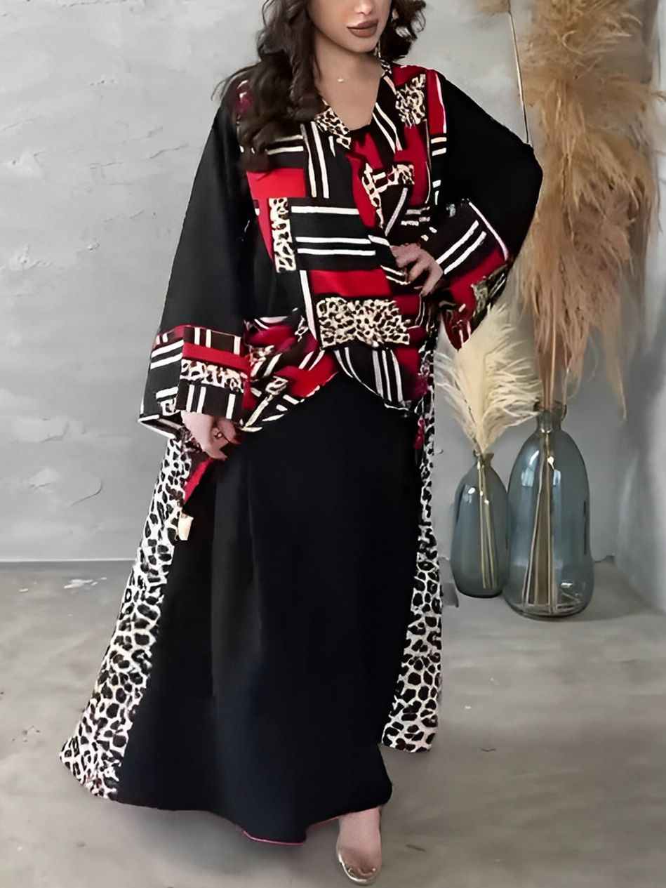 Elegant Leopard Geometric Print Dress