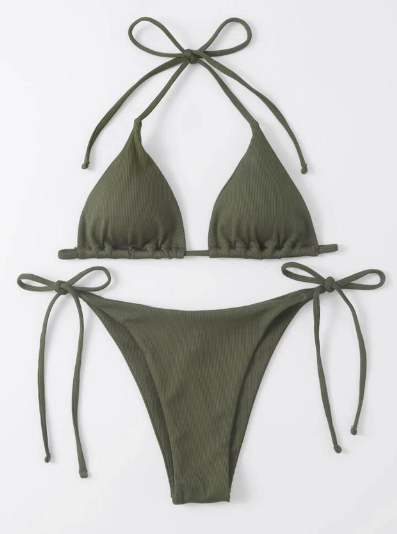 2023 European and American new sexy three-point small pit strip split swimsuit bikini bikini