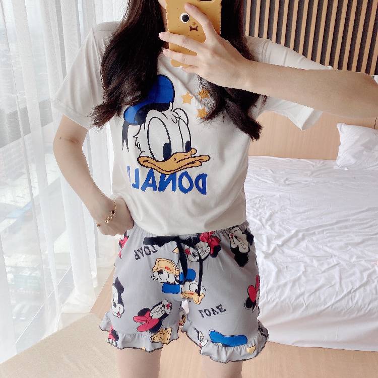 Summer pajama sets Mickey  robes kawaii clothes casual nightgowns  robe pijamas women sleepwear