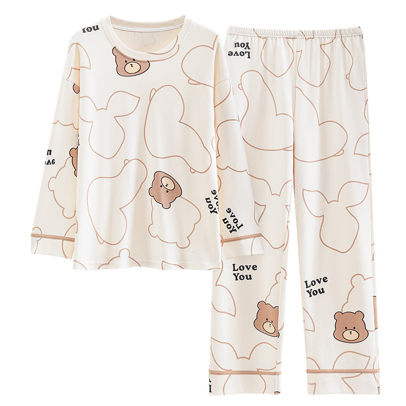 Pajamas Girls Spring Cotton Long Sleeve Casual   Sweet Homewear Set
