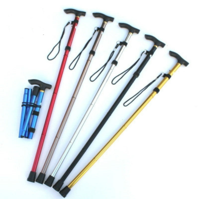 Outdoor Hiking Camping Mountaineering Poles Walking Stick Telescopic Baton Trekking Poles Folding Cane Crutches Pole Unisex