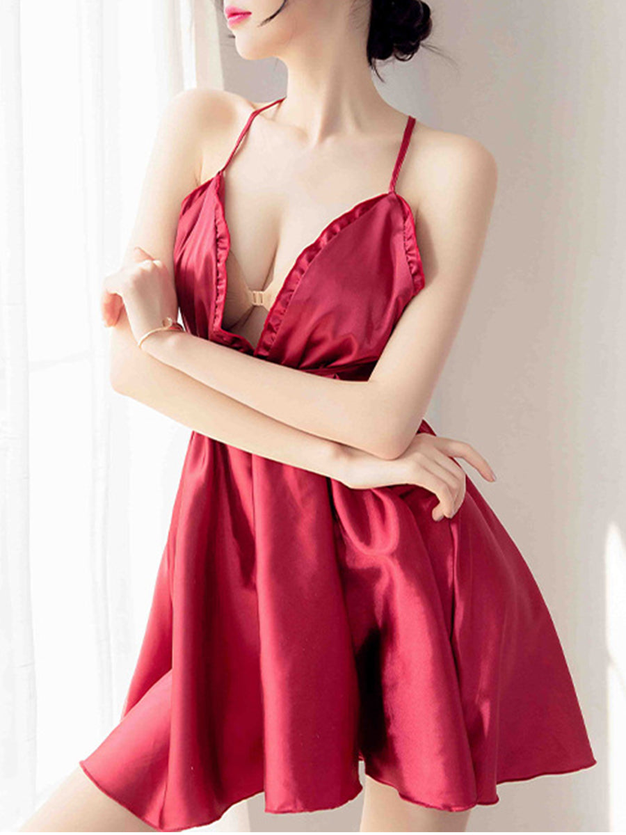 Ladies Fashion Simulation Silk Backless Nightdress J1JX1189YML