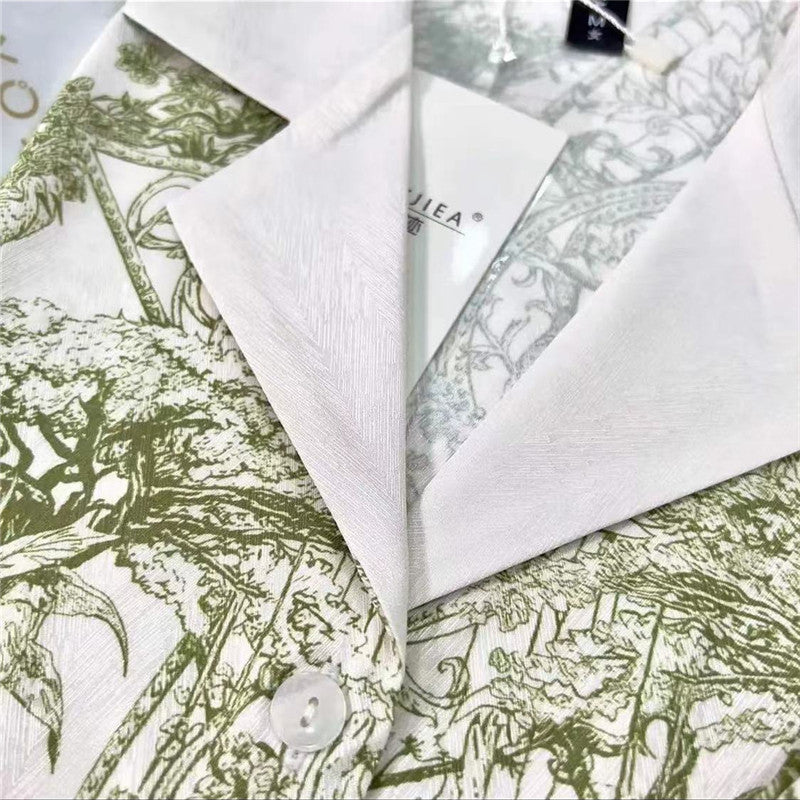 Pajamas women's autumn new long-sleeved cardigan ice and snow silk same style suit ice silk home service