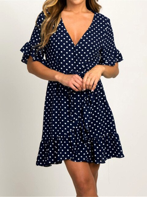 فستان شيفون صيفي 2022 فستان شاطئ بنمط بوهو موضة كم قصير ورقبة على شكل حرف v فستان حفلات على شكل حرف a فستان صيفي