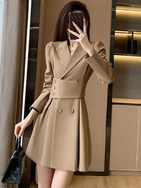 Office women's long-sleeved dress ladies young elegant fashion slit autumn new simple fashion high waist Korean version all collocations 4.21