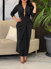 Black Elegant Satin Fitted  Dress