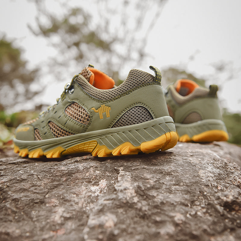 Outdoor hiking shoes men's summer breathable mesh sports shoes tendon bottom wear-resistant  hiking travel shoes thick bottom