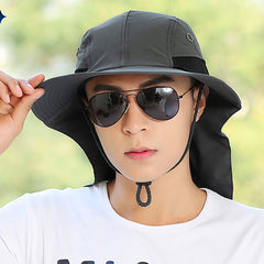 summer Sun Hat Men Women Bucket Hat with Neck Shawl Outdoor UV Protection Large Wide Brim Fisherman Hat Hiking Breathable Mesh Fishing Cap Collapsible