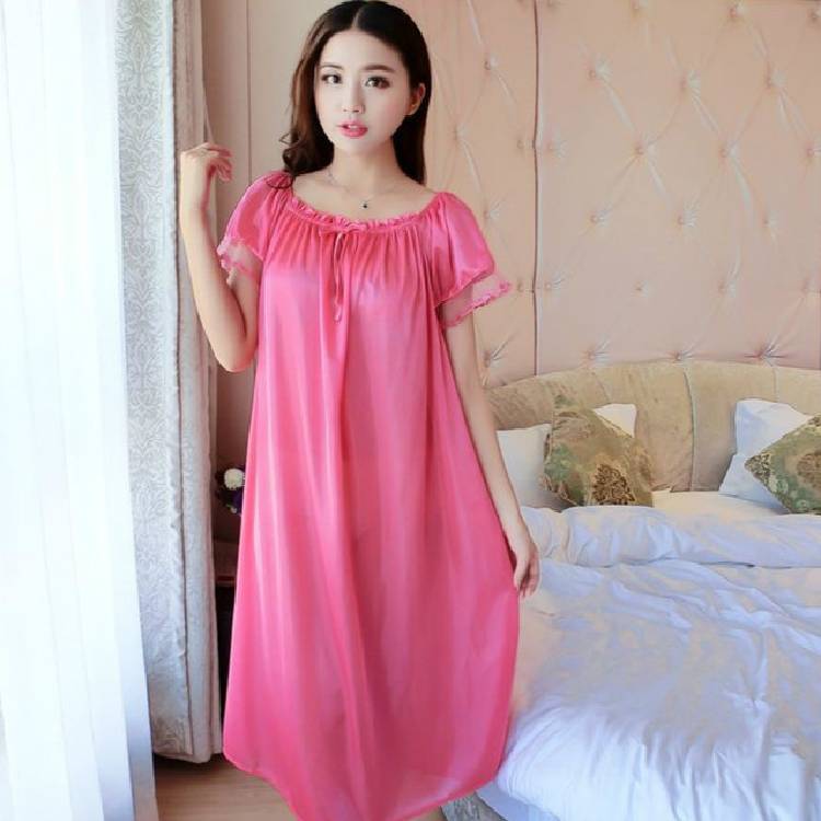 Plus Size 4XL New Sexy Silk Nightgowns Women Casual Chemise Nightie Nightwear Lingerie Nightdress Sleepwear Dress