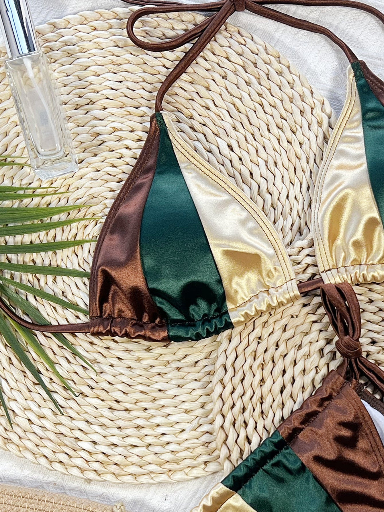 Bikini Women's Split Swimsuit Solid Color Panel Sexy Hawaiian Beach Swimsuit