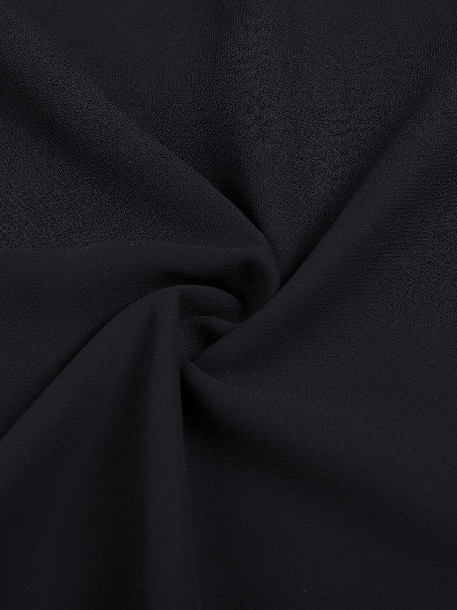 Black and white paneling elegant chiffon pleated dress