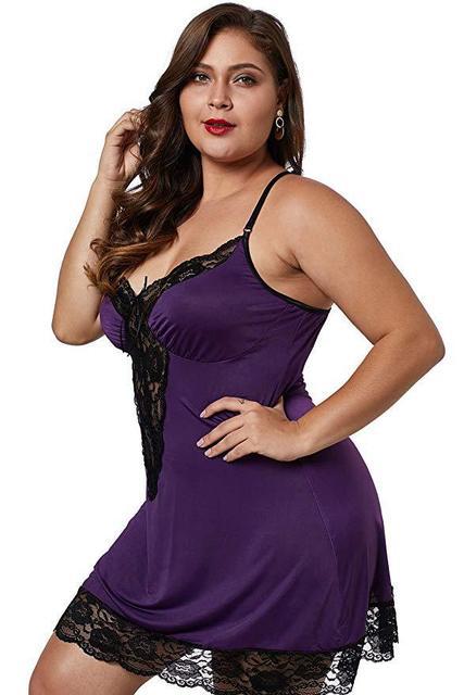 women's lace deep v suspender nightdress plus size fat woman short skirt