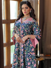 Middle East new Ramadan printed dress Kaftan satin V-neck national style hot diamond Jalabiya rhinestone elegant dress