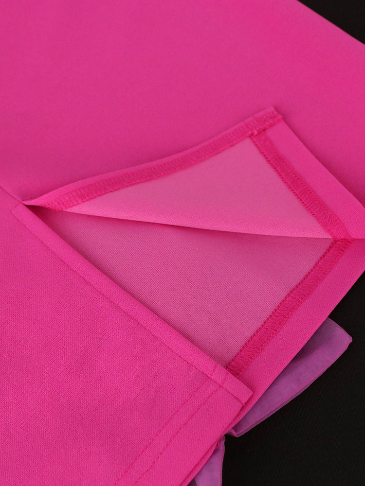 AOMEI Pink Party Dress Women Elegant Long Sleeve Tulle Ruffle Mini Sweet Bodycon Short Wedding Guest Birthday Club Outfits 2022