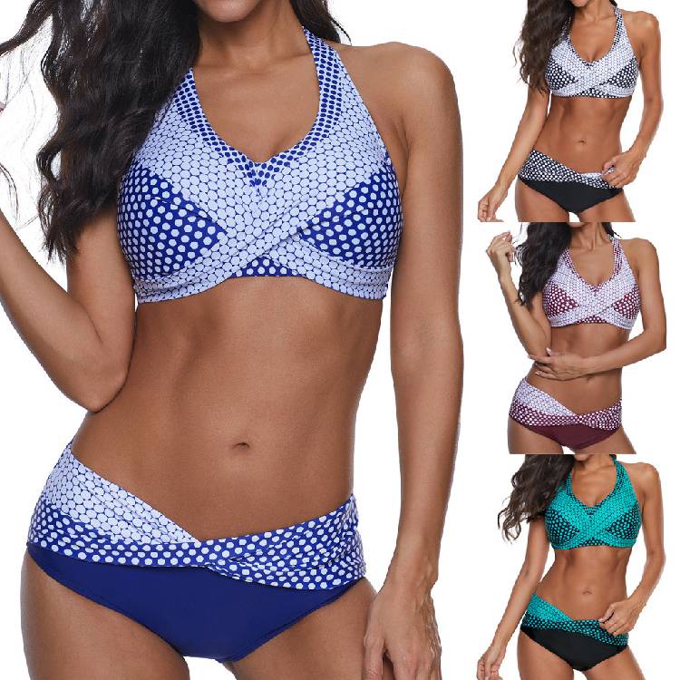 Women High Waist Dot Print Bikini Swimwear Women Halter Push Up Bikini Swimsuit Female Biquini Beach Wear Bathing Suit