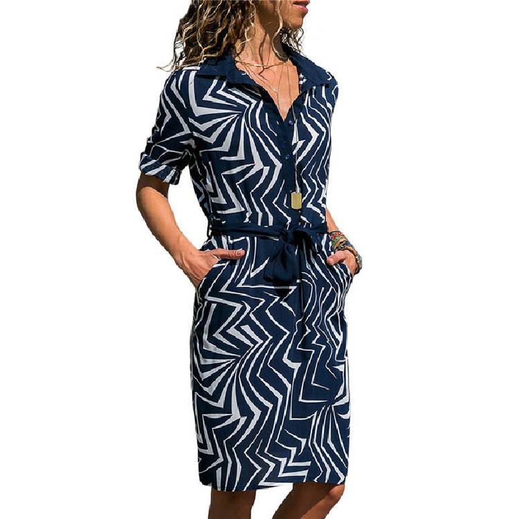 Aachoae Long Sleeve Shirt Dress 2020 Summer Boho Beach Dresses Women Casual Striped Print A line Mini Party Dress Vestidos