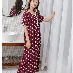Women's Pajamas Cotton Short Sleeve Underwear Polka Dot Pajamas Women's Pajamas Homewear Nightgown Plus Size Nightdress 3y7