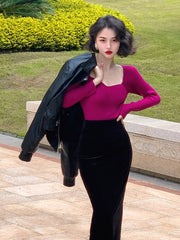 Elegant Vintage Knitted Dress Women Autumn 2022 Korean Style Evening Party Midi Dress Ladies Bodycon Casual Sexy Designer Dress