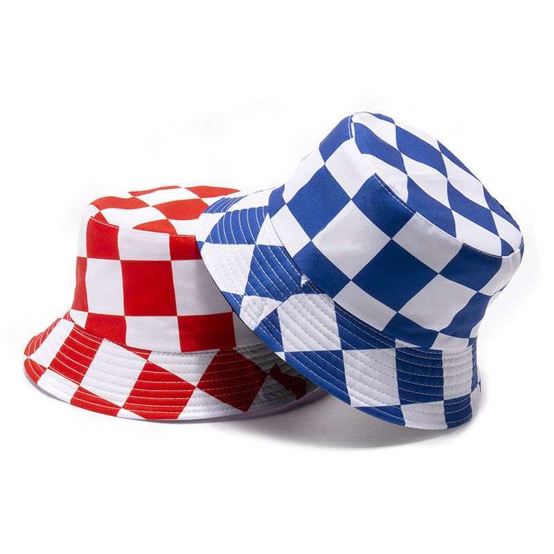 New Fashion Plaid Printed Fisherman Hat Spring Summer Men Ladies Sun Hat Reversible Outdoor Beach Hiking Fishing Hat