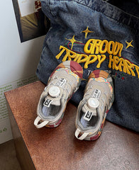 Children's shoes 2023 autumn children's outdoor sports shoes boys and girls rotary buckle soft bottom hiking shoes running shoes