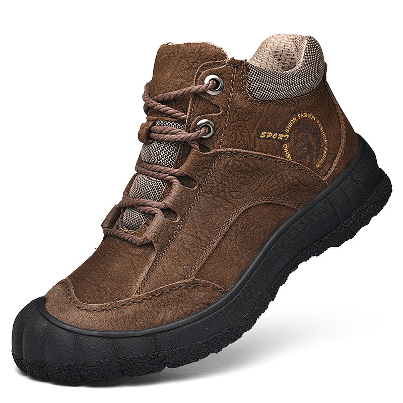 Cotton shoes men's winter thick-soled  outdoor hiking shoes waterproof leisure  -top leather shoes plus velvet