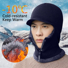 Men Winter Warm Wool Hat Outdoor Hiking Cycling Ski Warm Thick   Cap Scarf Windproof Cap Ear Protection  gorras