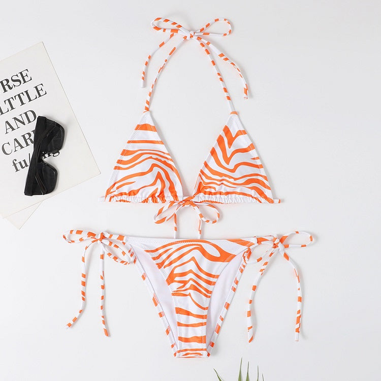 New  striped lace-up  ladies swimsuit