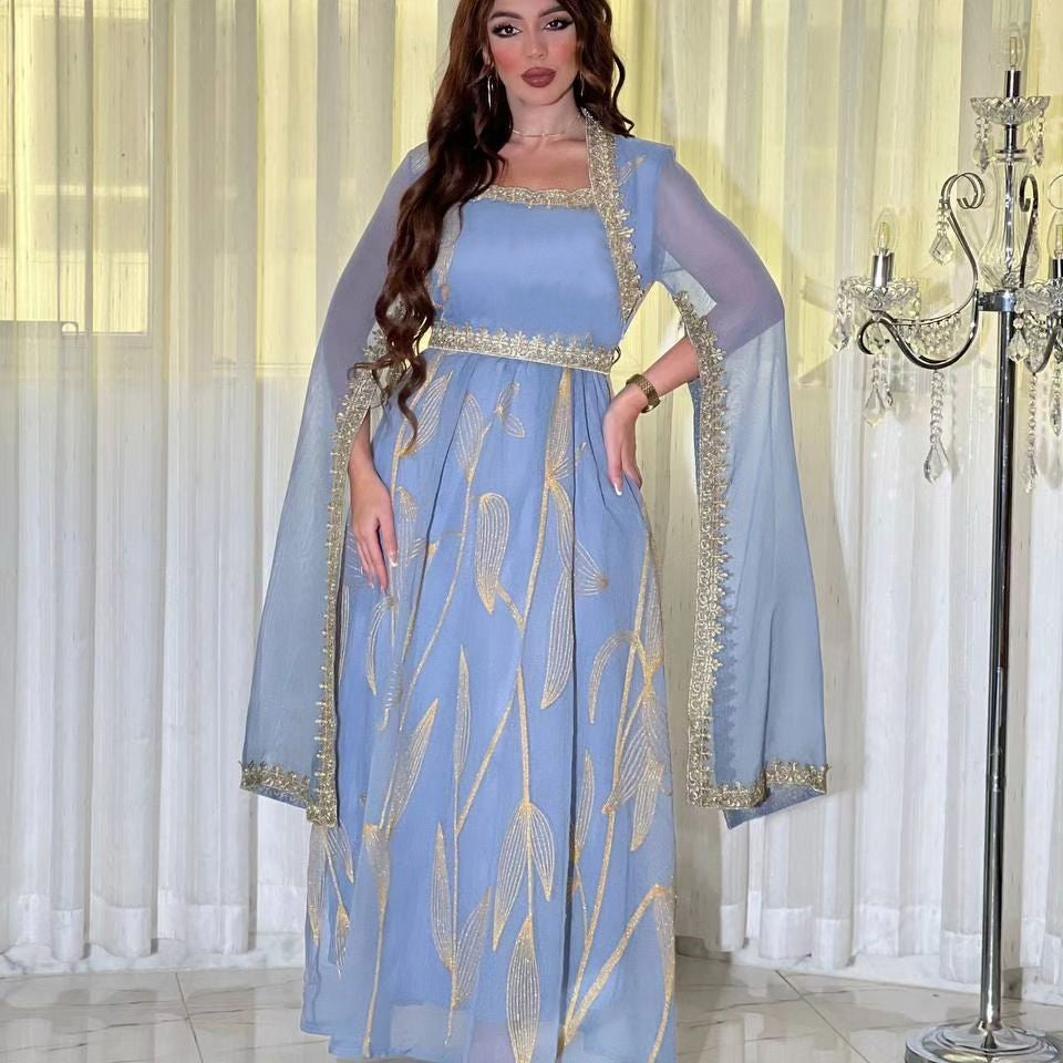 Southeast Asia Indonesian ladies hot sale muslim robe   Oman Dubai women's dress big sleeves evening dress