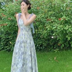Summer 2023 Free Shipping Women's Chic Elegant Sexy Retro Boho Party Formal Birthday Long Luxury Korean Floral Dress