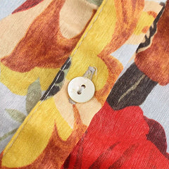 فساتين متوسطة الطول بطبعة زهور على طراز بوهو وياقة مقلوبة وأكمام طويلة فساتين نسائية غير رسمية فضفاضة على شكل حرف A فساتين فيستيدوس 