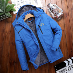 Men's fleece thickened autumn and winter windproof waterproof jacket jacket outdoor cold and warm mountaineering suit