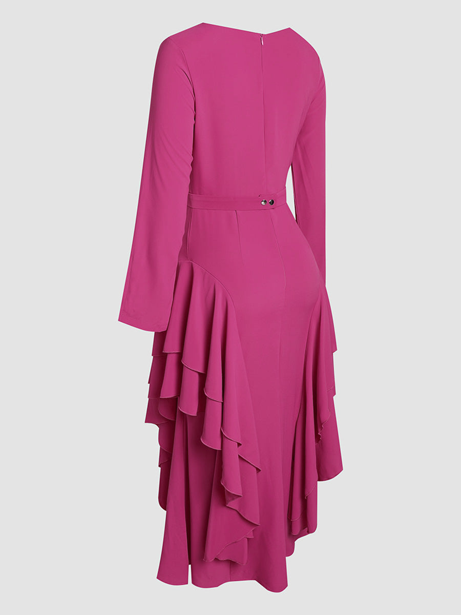 Elegant Ruffled Slit Dress