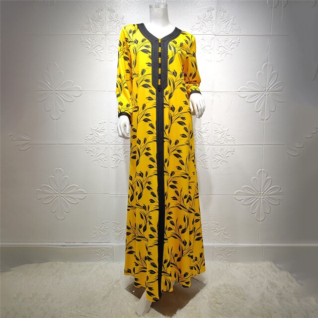 Muslim Fashion Women Elegant Abaya Dubai Turkey Muslim Hijab Dress 2021 Caftan Plus Size Boho Long Dresses Islamic Clothing